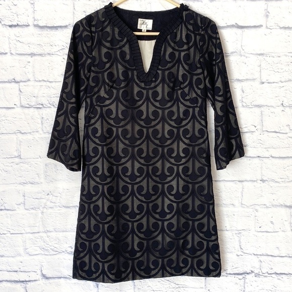 Milly of New York Dresses & Skirts - Milly black sheer tunic dress champagne satin lined pleat collar dress 4